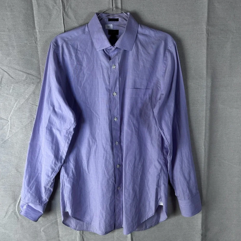 J.Crew Ludlow Dress Shirt Men Medium Purple 120s 2-Ply Cotton Button Down Pocket